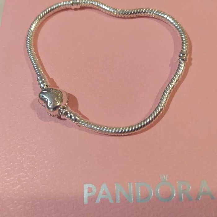 Brățară argint 925 cu lanț clasic și forma inimioara