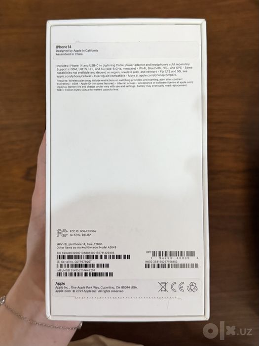 iPhone 14 128 ГБ Blue, с коробкой, оригинал