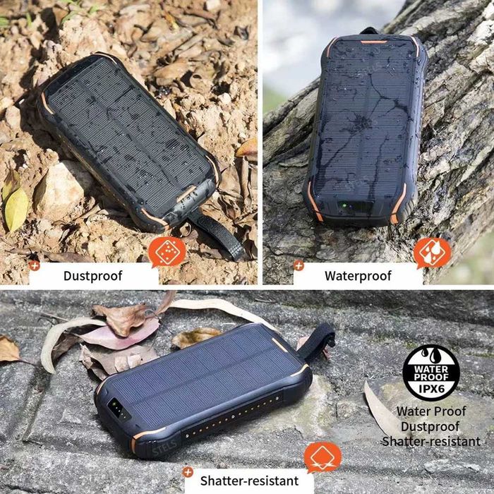 Преносима батерия STELS PowerMax 20K 20000mAh, соларна, фенер