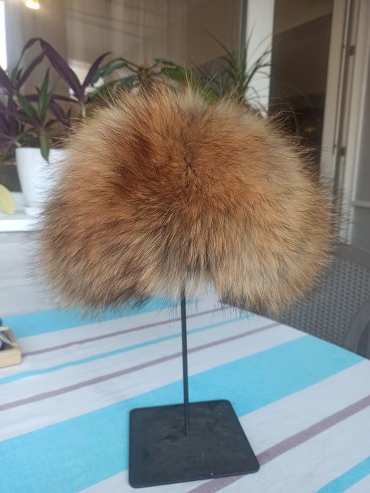 Калпак от естествена кожа и лисица