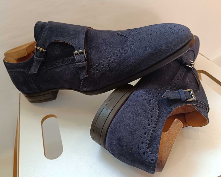 Pantofi monk 44 44.5 de lux GREVE NOI lucrati manual piele naturala