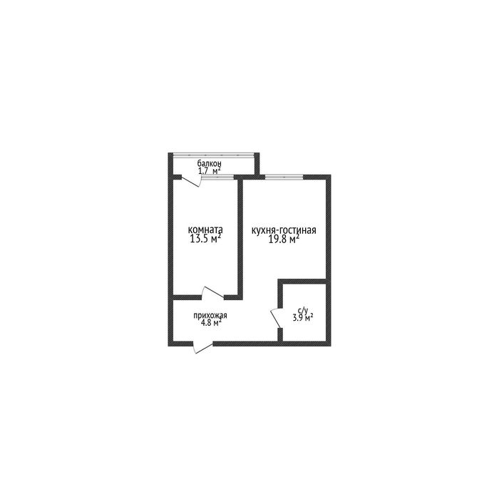 Береке 2-ком, 43,7м², 2/5 этаж