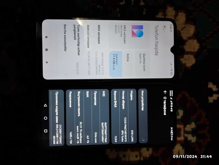 Srochna telefon sotiladi ! Huwawei Y61  va Redmi 9A