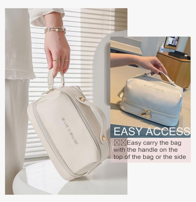 Бяла малка чанта и чанта за козметика