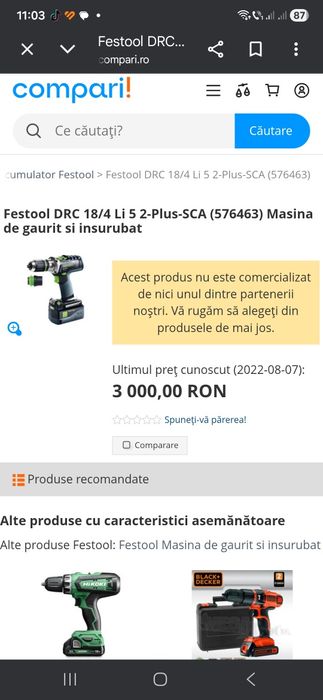 Mașină de înșurubat autofiletanta Festool DRC 18/4