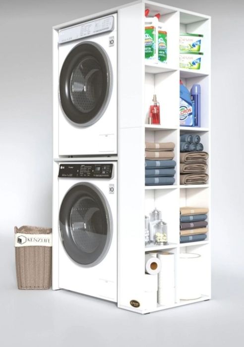 Шкаф за пералня и сушилня с рафтове