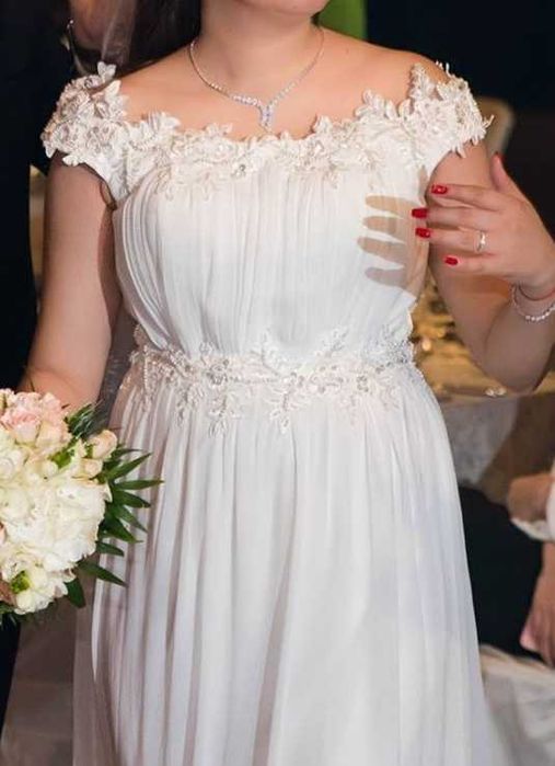 rochie de mireasa Little Mistress Bardot Lace Bridal Maxi Dress