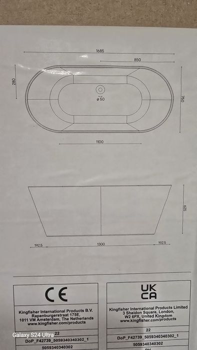 Vând cada 168,5x75cm