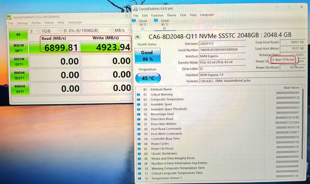 2TB SanDisk SSD PLUS M.2 NVMe PCIe Gen 4.0 скорост 6800MB/s read 4000MB/s write 2TB SSD NVMe DELL ОЕМ SSST 2000GB скорост 6800MB/s read 4800MB/s write