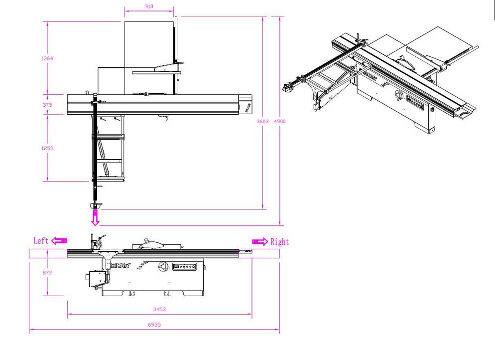 Форматно разкройващ циркуляр модел SEGA 350 - 3200 мм , 5.5 кВт