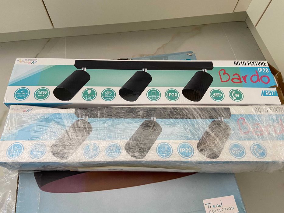 Спот осветително тяло Master LED Bardo 220V 3xGU10 черен мат, хром държачи - 2 броя