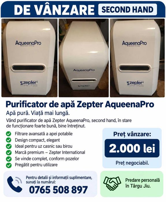 Vând purificator de apă Zepter AqueenaPro, second-hand.