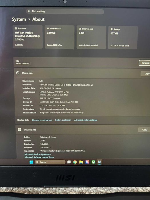 Laptop gaming MSI Katana GF66