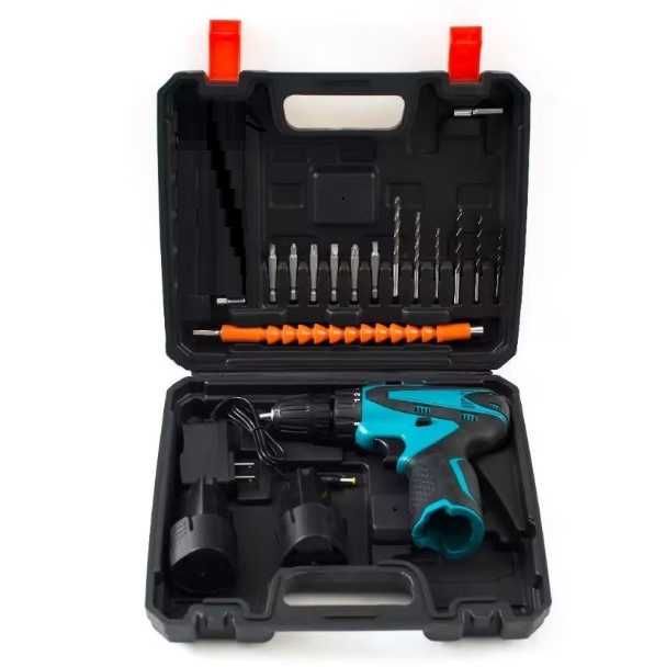 Акумулаторен винтоверт с две батерии 12V куфар и свредла - 17в1