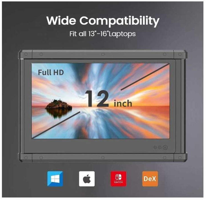 Monitor portabil laptop dual screen Teamgee p2 portabil 2x"12 FULL HD