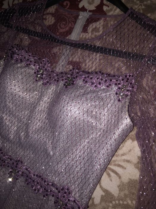 Официална лилава блестяща рокля