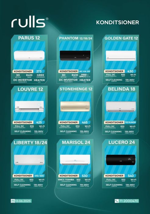 Кондиционер Rulls 12 DC Invertor Доставка бесплатно