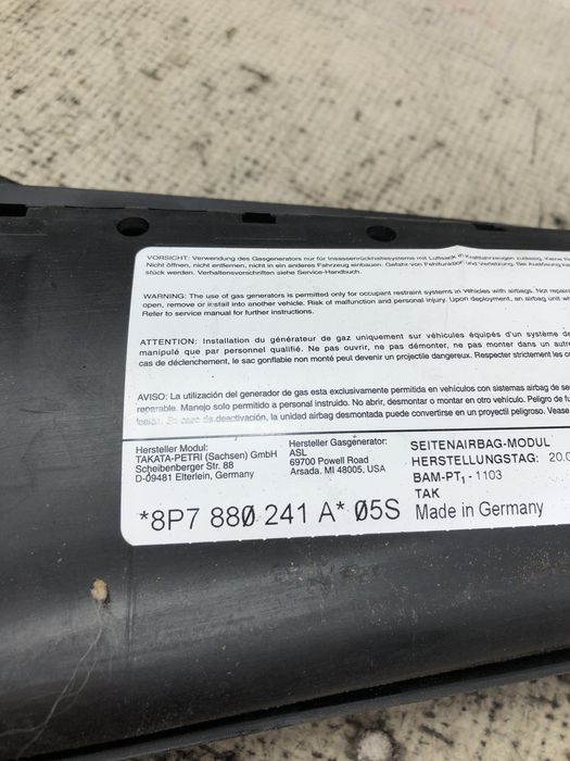 airbag scaun stanga fata audi a3 8p 2008