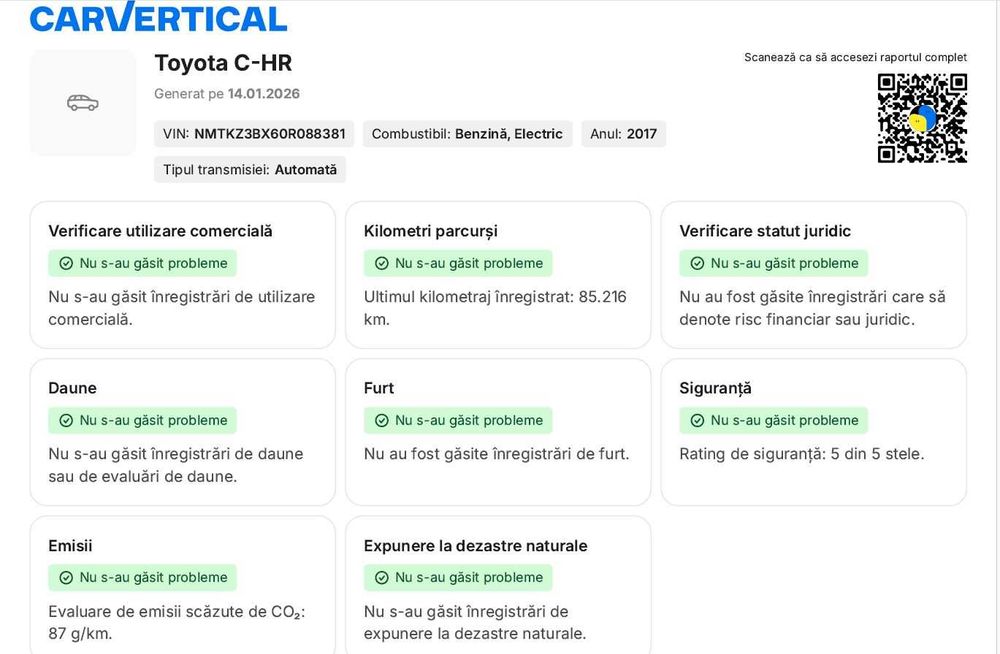 Toyota C-HR 1.8 hibrid, 87.000 km, RAR efectuat