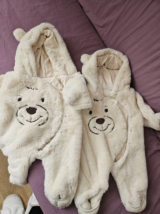 Бебешки ескимос Ромпър за зима Топъл гащеризон за бебе мечо пух