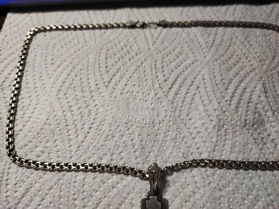 Lant vintage argint si cruce