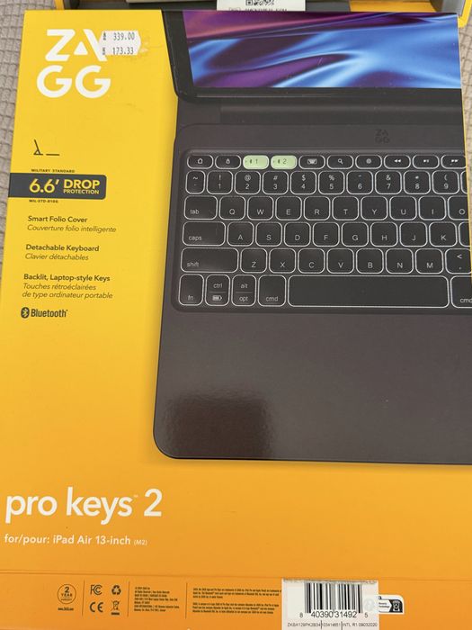 ZAGG PRO KEYS 2 wireless keyboard case for Ipad Pro13  M4 Black
