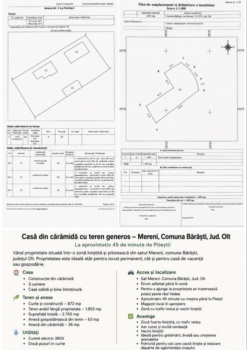 2700mp, Proprietate de vanzare- MERENI, Barasti, Olt