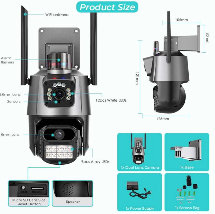 Camera Supraveghere Rotativa 360° 4K Loosafe P11 PRO Dubla WiFi 8MP