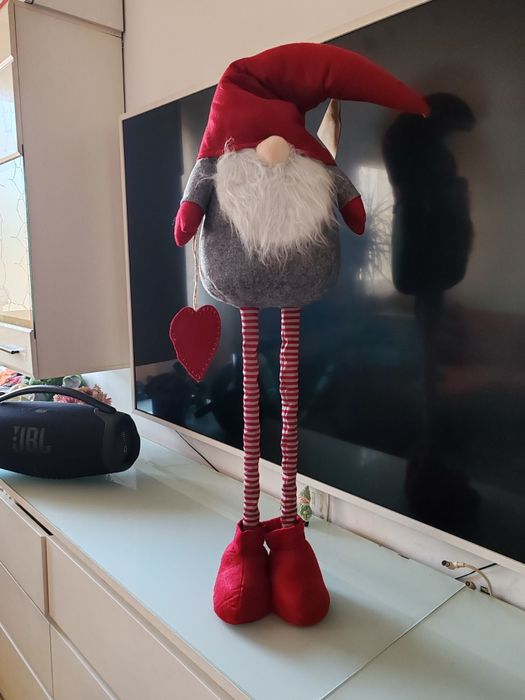 Gnom pitic mos Crăciun decorațiune cu picioare extensibile