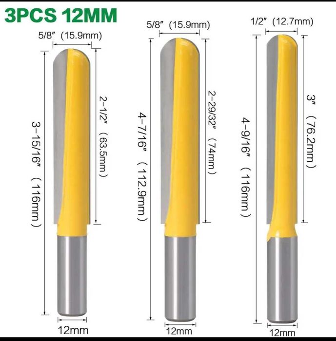 Фрезы по дереву 8,12мм