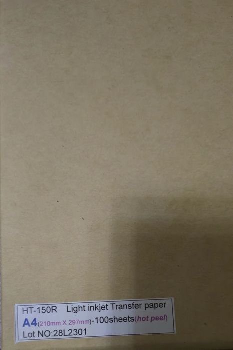 Оқ ва Оч Рансли Матолар учун Inkjet Transfer Qog‘ози — 100 Варақ, A4,