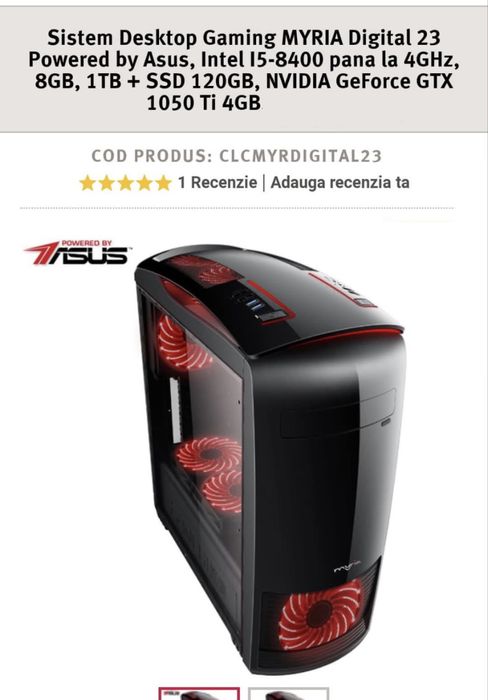 Vând PC Gaming MYRIA Digital 23 (schimb cu ps4 + diferenta)