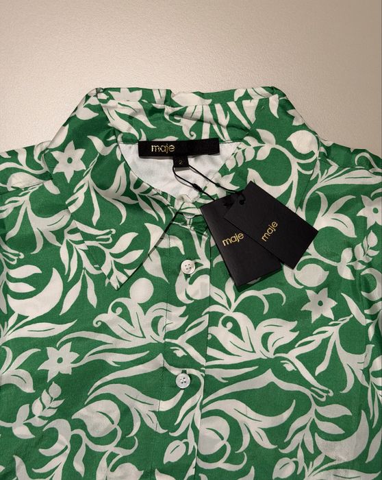 Cămașă satinată cu imprimeu, Maje