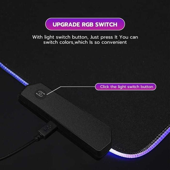 Mousepad Extra Large RGB NOU 13 efecte luminoase - 800x300x4mm - Negru