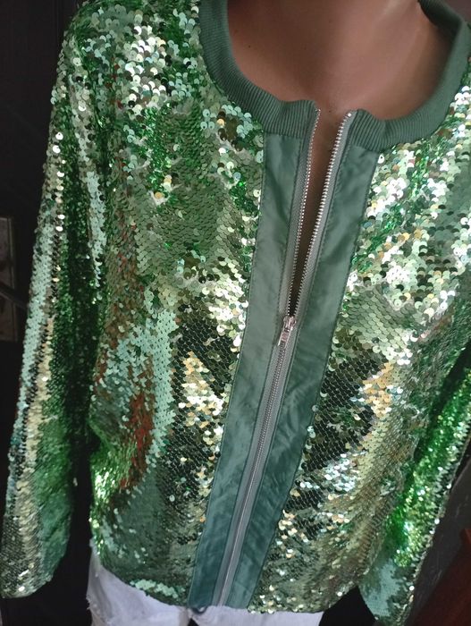 Geaca full paiete verzi