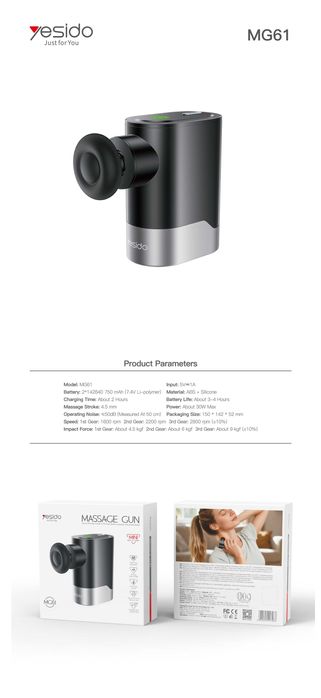 Yesido MG61 Мини Карманный Перкуссионный Массажёр Нового Поколения 5.0