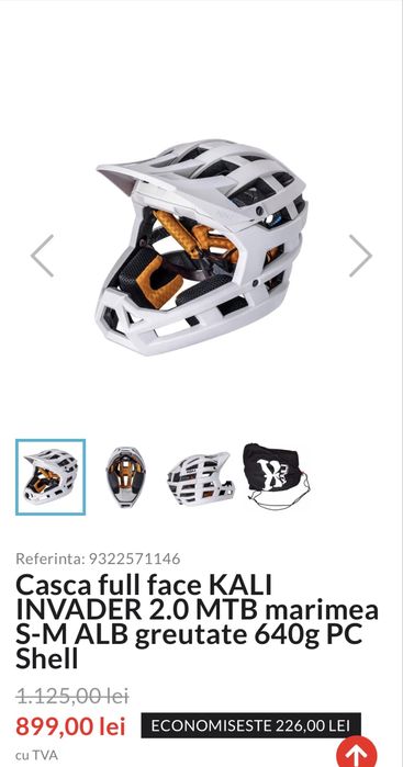 Casca full face KALI INVADER 2.0 MTB marimea XS-M ALB