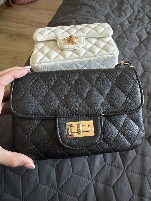 Дамска чантичка Chanel, бяла/черна/розова