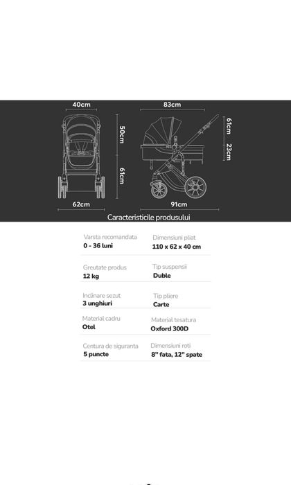 Carucior 2 în 1 Mavio Adventure pentru bebeluși