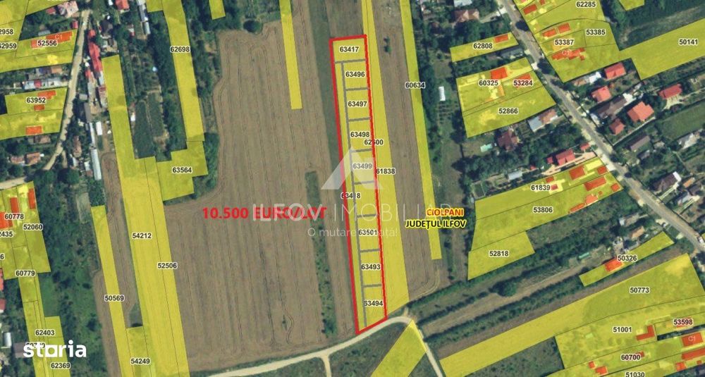 Teren intravilan 6525mp, plata in rate, 9 loturi, asfalt
