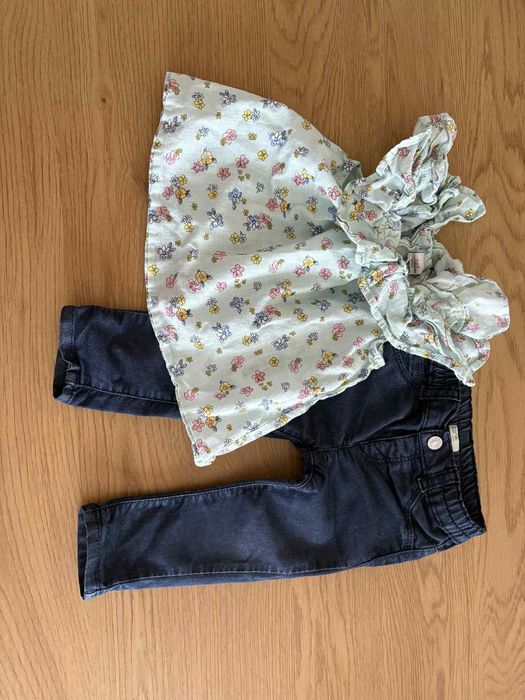 Benetton дънки и блуза 6-9 м