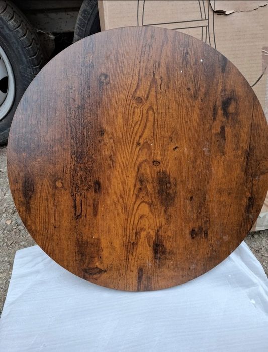 Set 2 masute de cafea,cadru metalic,blat din lemn,culoare maro vintage