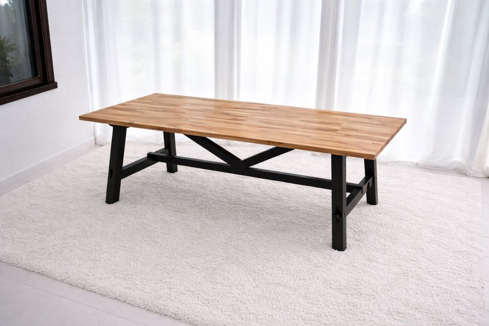 Vand masa lemn plus 8 scaune terasa si 4 tabureti