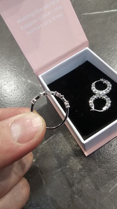 Сребърен камплект обеци с пръстен