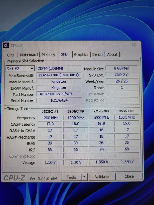 ОЗУ Kingston 16 gb (2x8) 3200 Mhz