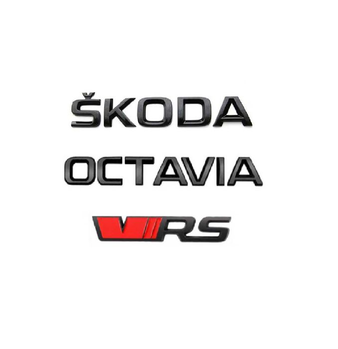Set embleme haion SKODA OCTAVIA VRS / emblema stema sigla sticker inscriptii Ornamente spate auto skoda