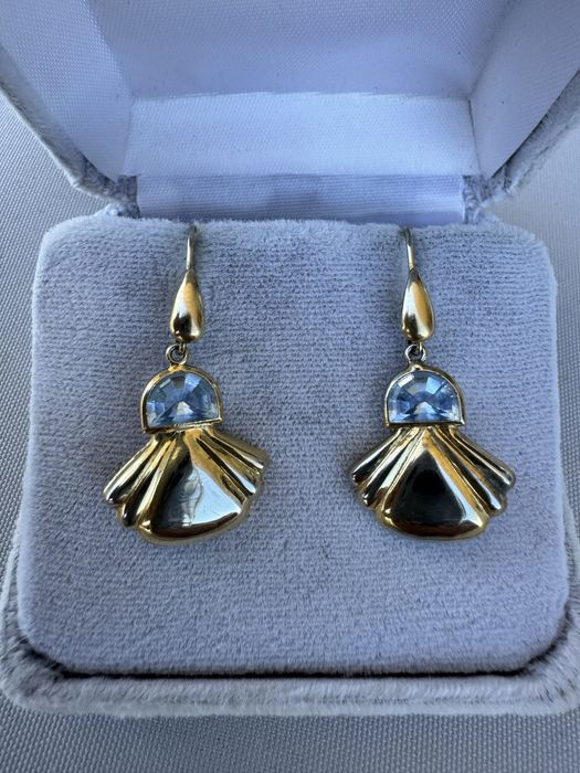 Cercei argint suflati cu aur si cubic zirconia