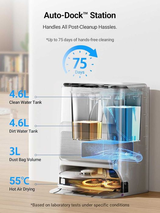 Прахосмукачка робот EUREKA J12 Ultra, Mop, самопочистване,пране,сушене