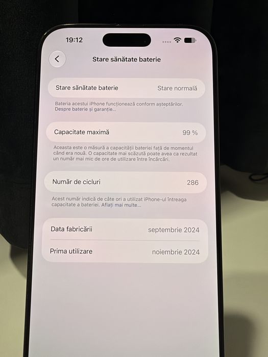 iPhone 16 Pro Max 256GB Black Titanium, Baterie 99%, Impecabil, Fără zgârieturi + Husă