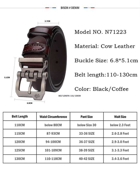 Curea barbati din piele  Bison Denim